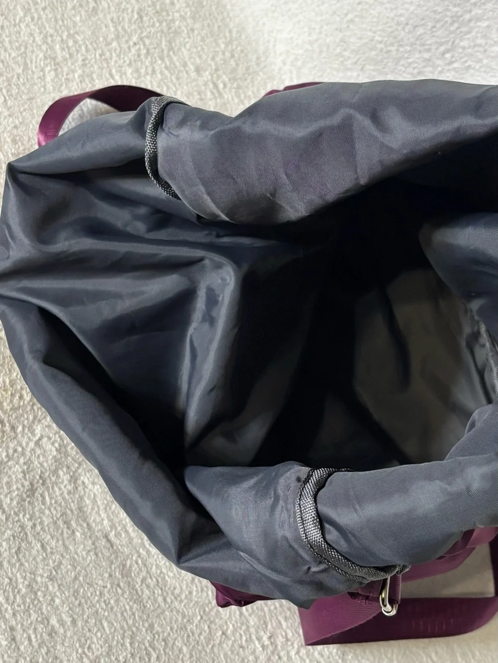 Drawstring Nylon Backpack in Plum - Unbranded